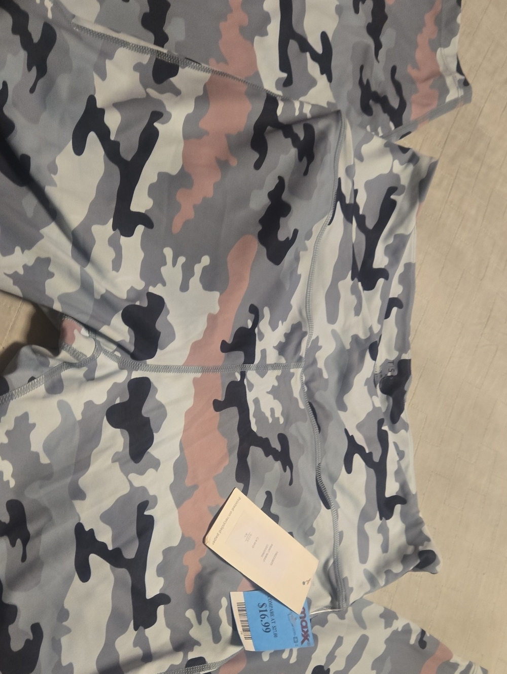 Thrive Blue Gray and Pink Camouflage Active Top